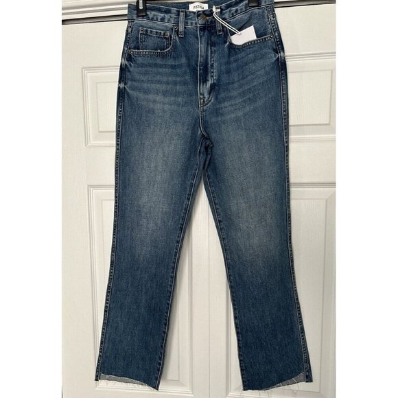 PISTOLA Women's Eden High Rise Mom Slim Kick Jean Vintage Raw Hem Blue Size 27 - Picture 1 of 9